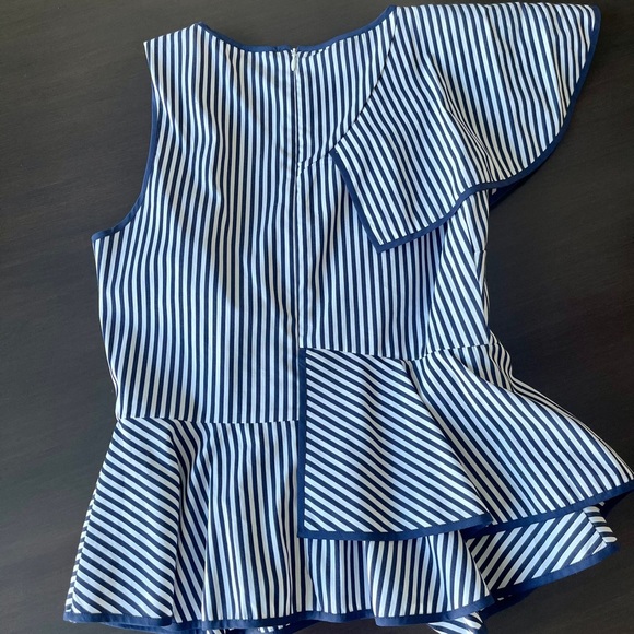 Parker Asymmetrical Striped Ruffled Top - Picture 4 of 6